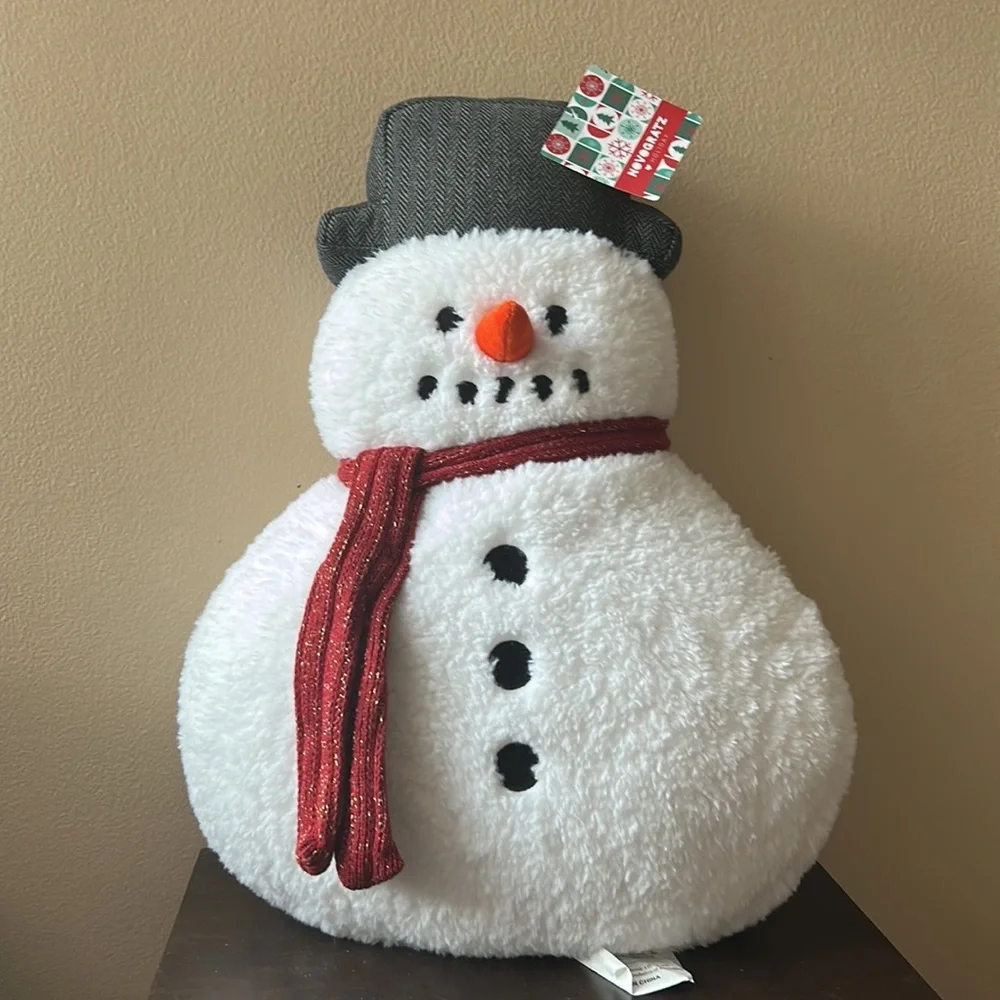 NOVOGRATZ 14x22 Sherpa Snowman Pillow Snowman Decor Pillow Christmas Holiday